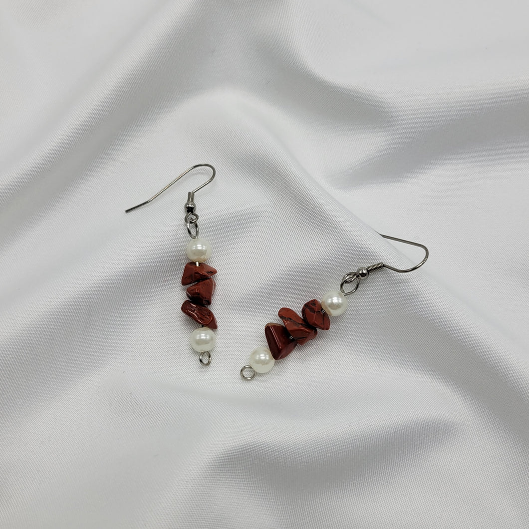 Jasper and Pearl Earrings (Clip and Pierced)