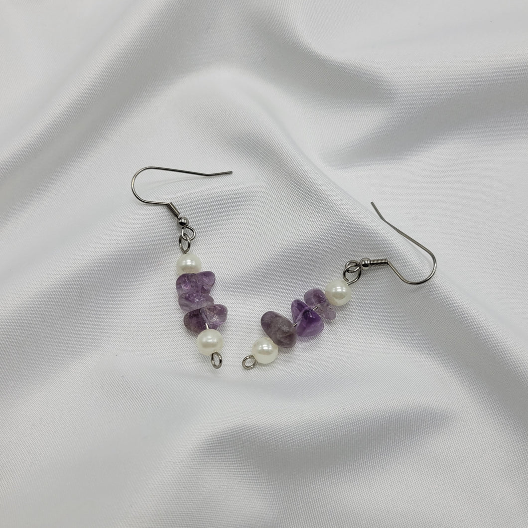 Amethyst and Pearl Earrings(Clip and Pierced)