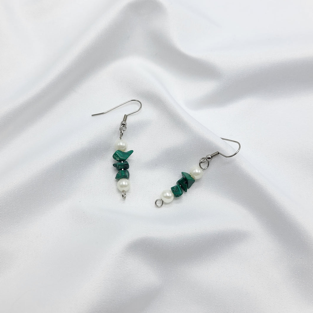 Malachite and Pearl Earrings (Clip and Pierced)