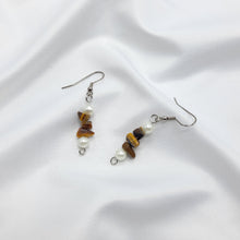 Load image into Gallery viewer, Tigereye and Pearl Earrings (Clip and Pierced)
