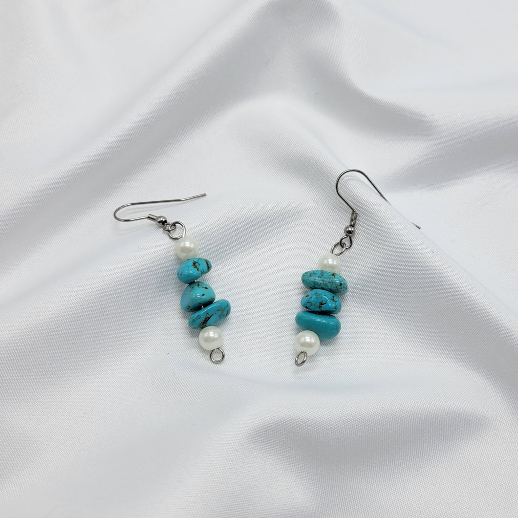 Turquoise and Pearl Earrings (Clip and Pierced)