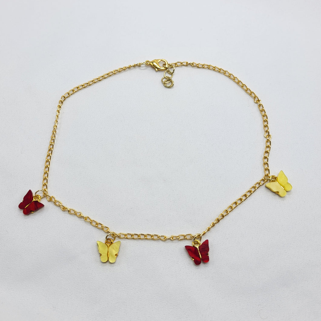 Red and Yellow Butterfly Necklace