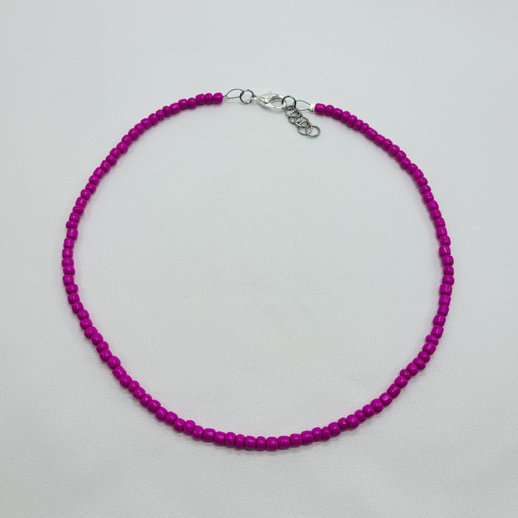 Hot Pink Seed Bead Necklace