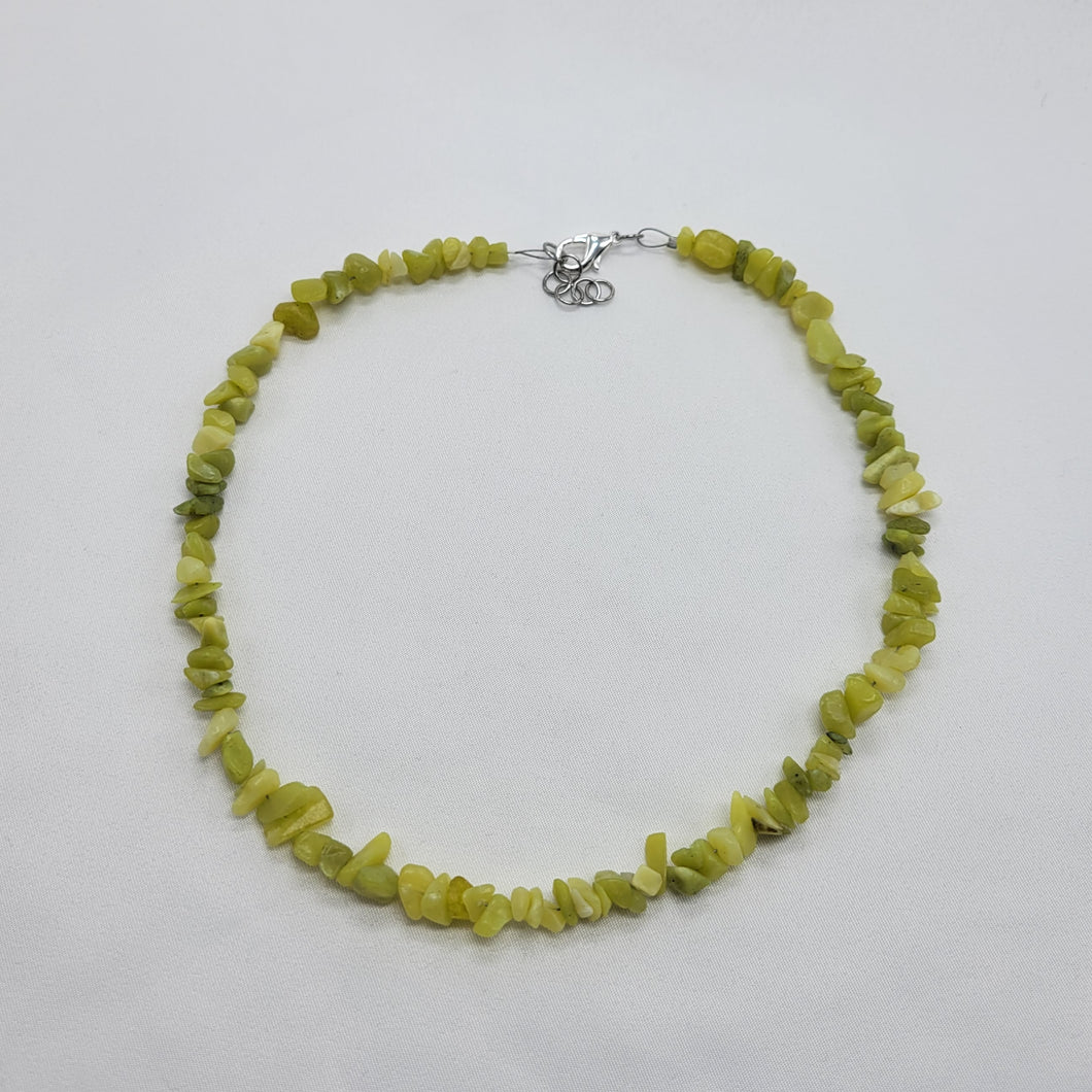Olive Green New Jade Chip Necklace