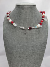 Load image into Gallery viewer, Red and White Glass Bead Necklace
