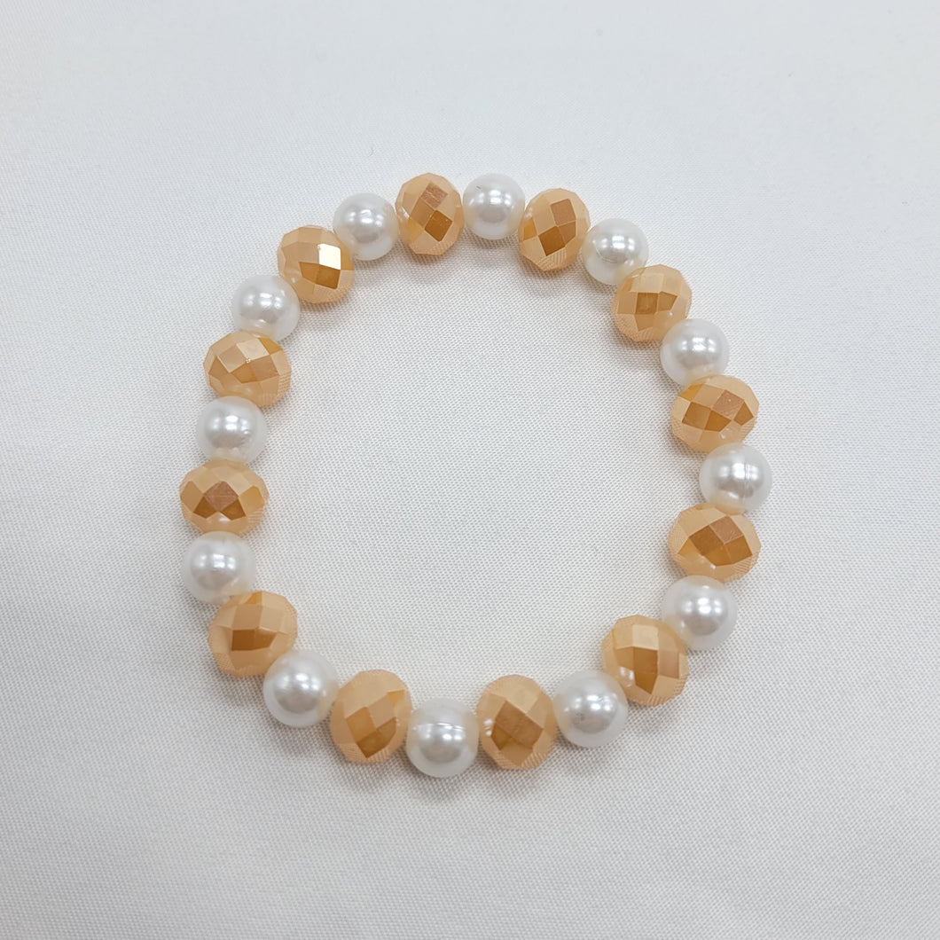 Peach Faceted Bead Stretch Bracelet