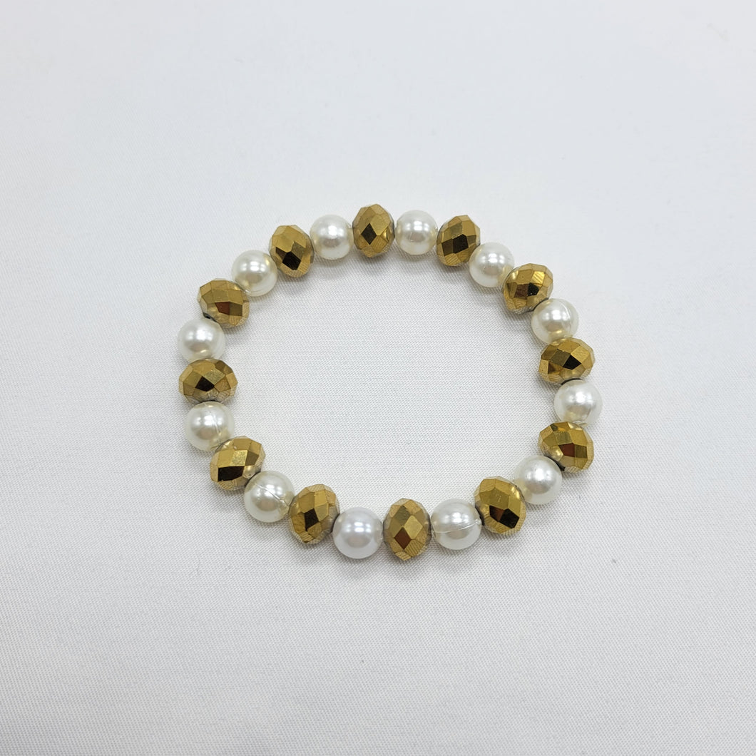 Gold Faceted Bead Stretch Bracelet