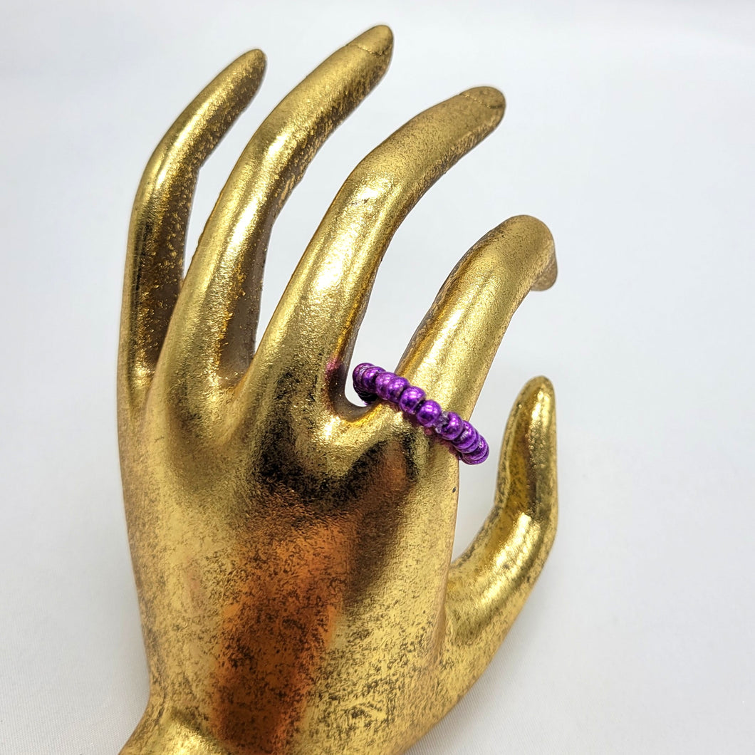 Purple Seed Bead Stretch Ring