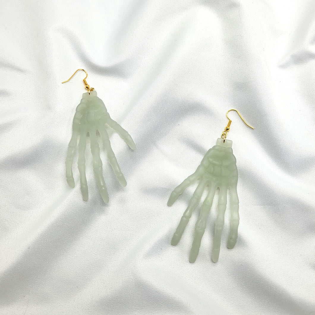 Glow in the Dark Skeleton Hand Earrings