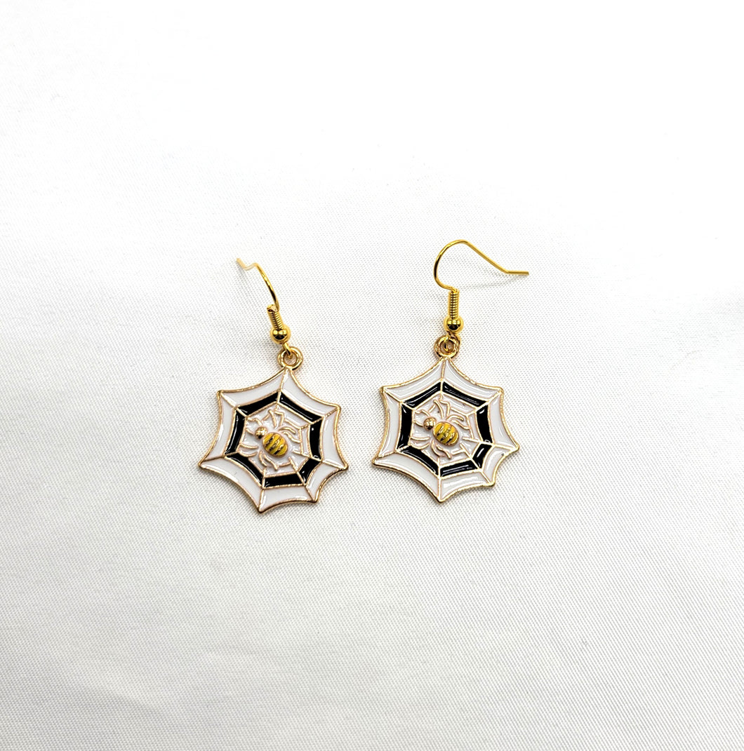 Spider Web Enamel Earrings