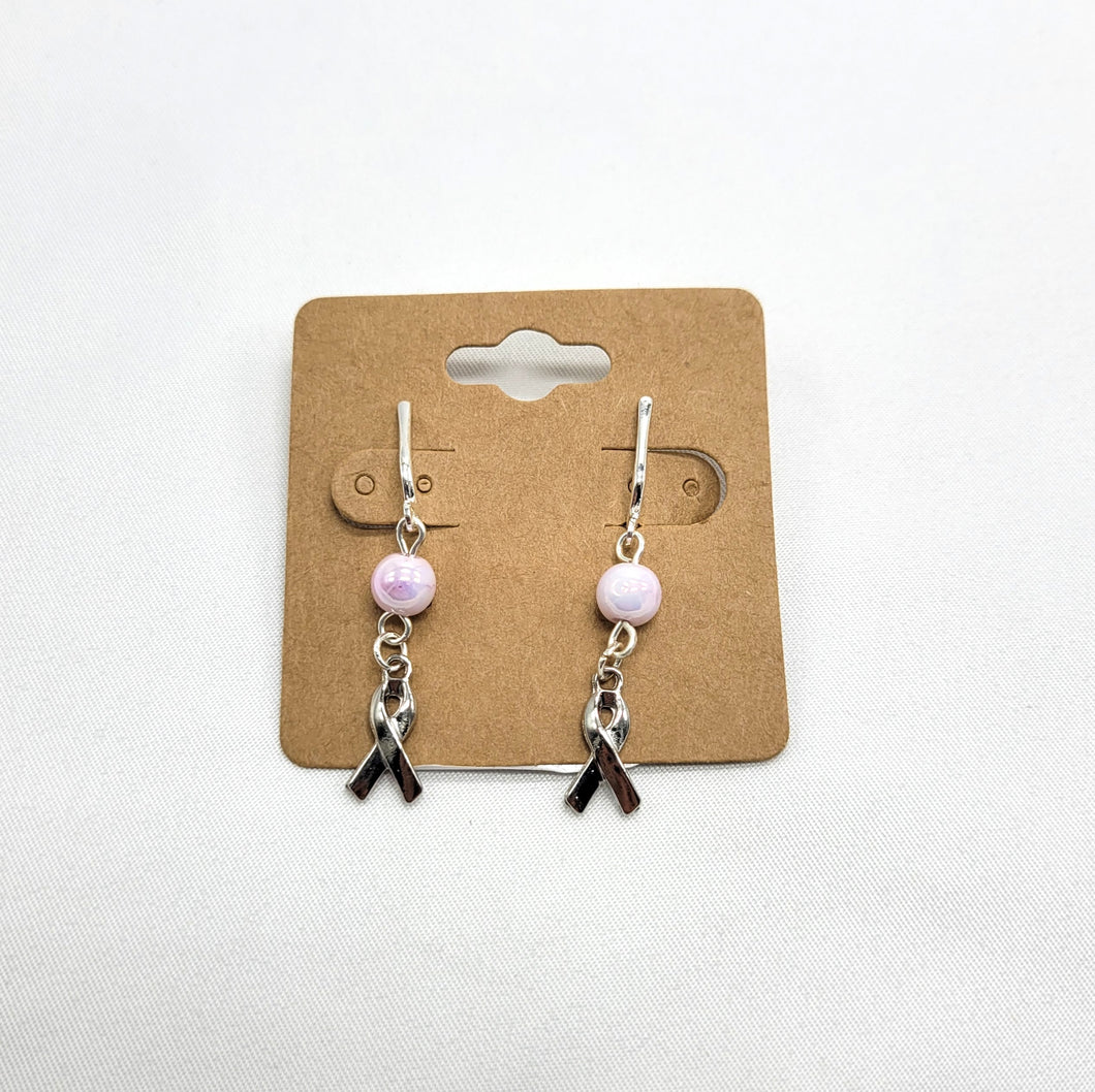 Clip On Breast Cancer Awareness Earrings