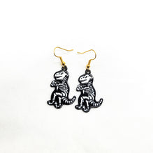 Load image into Gallery viewer, Halloween Enamel Dino Skeleton Earrings
