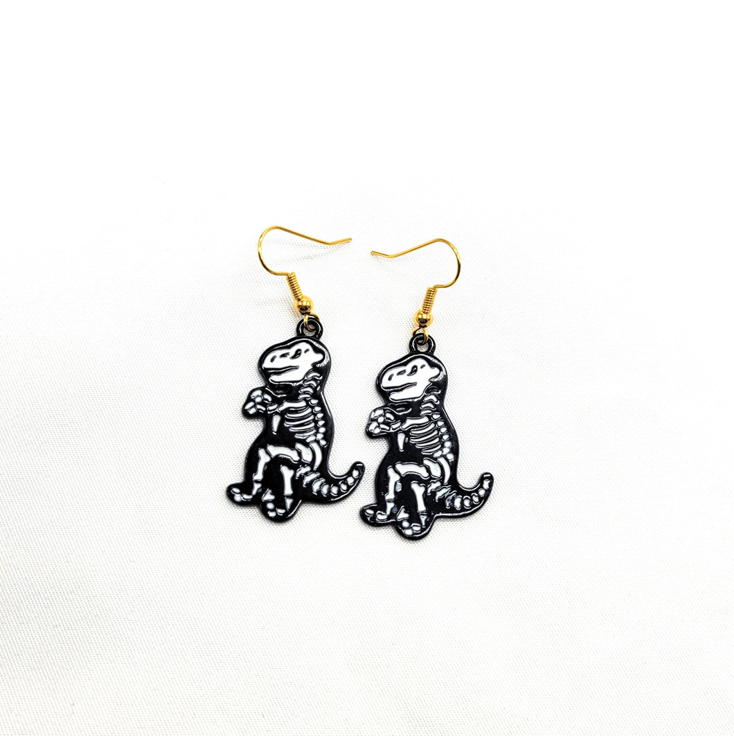 Halloween Enamel Dino Skeleton Earrings