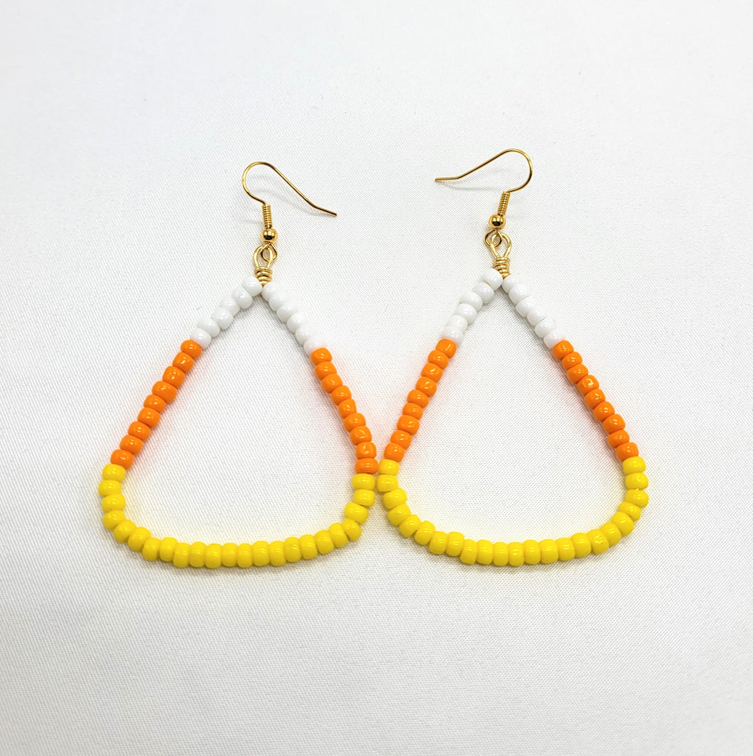 Candy Corn Seed Bead Earrings