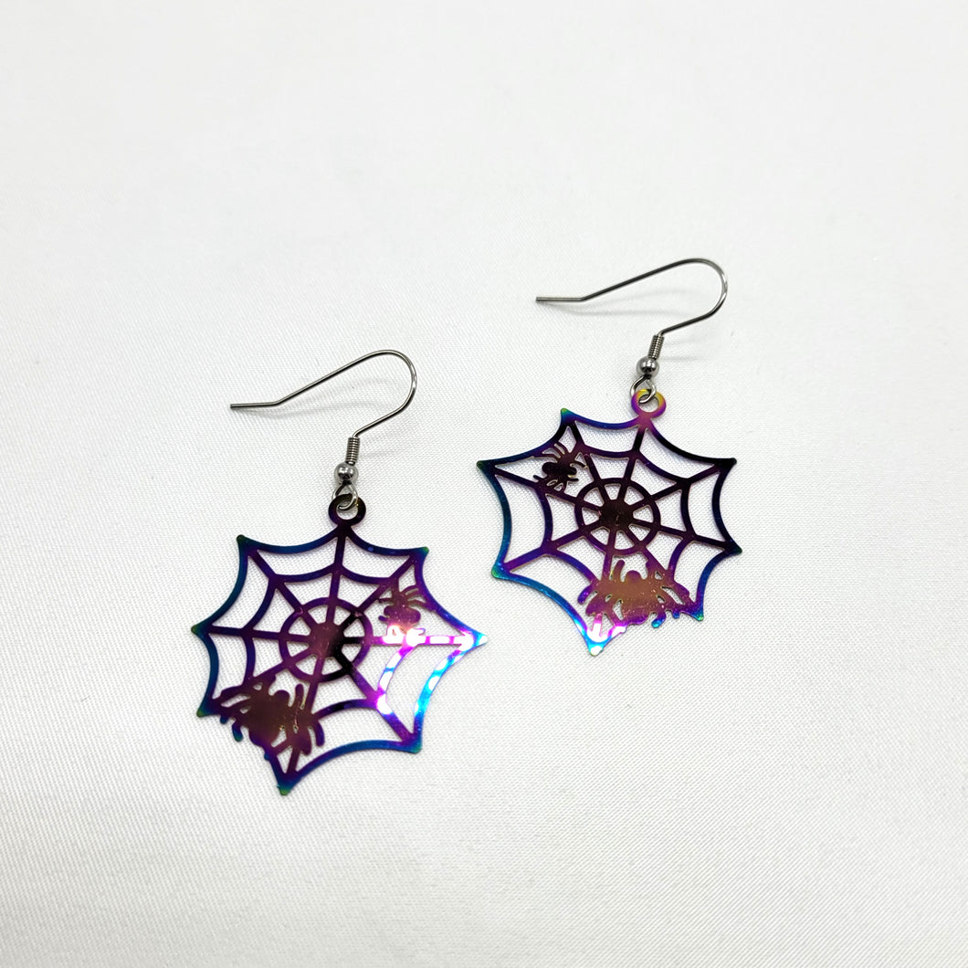 Laser Cut Spider Web Earrings