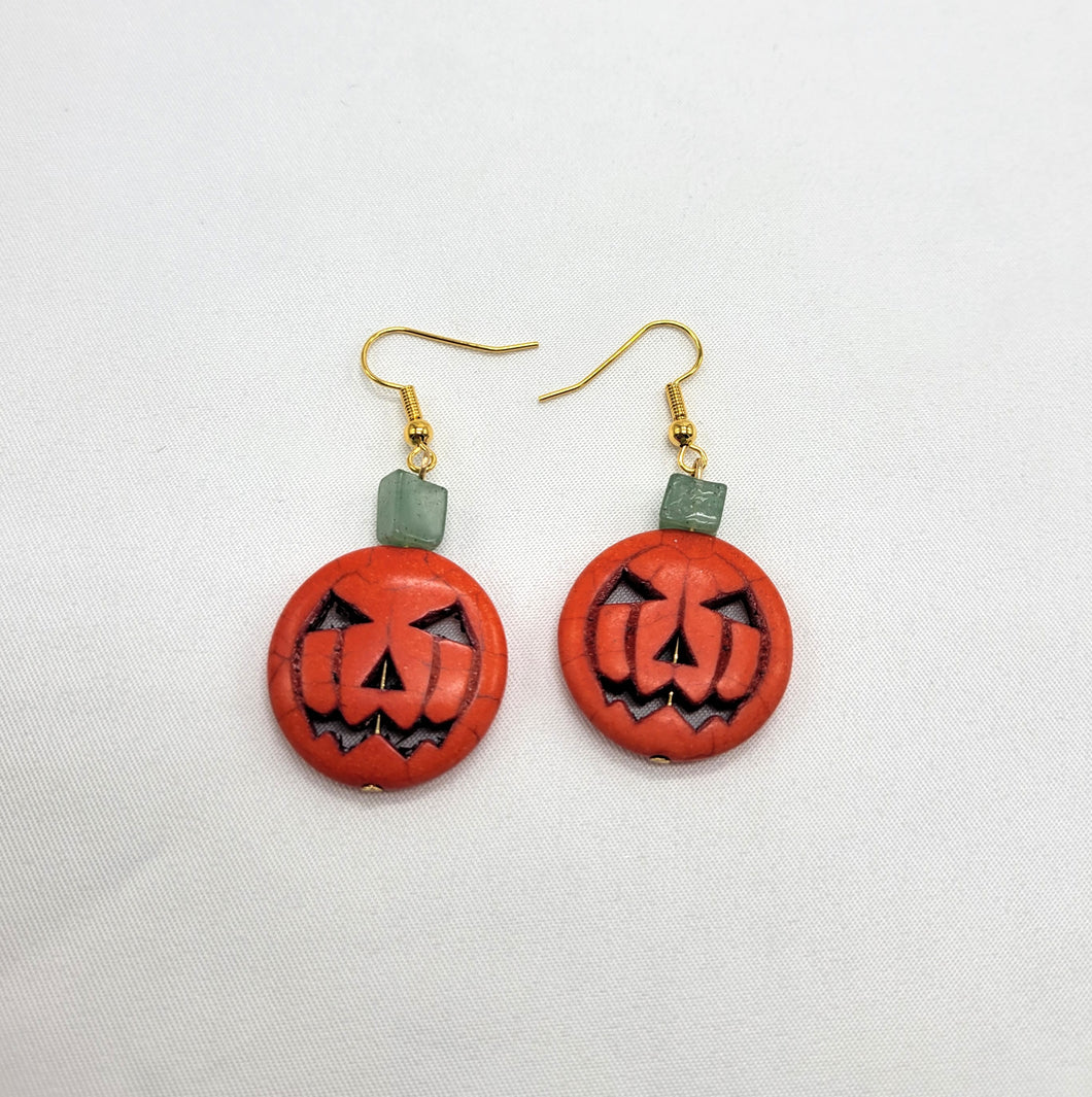 Jack O'Lantern with Aventurine Earrings