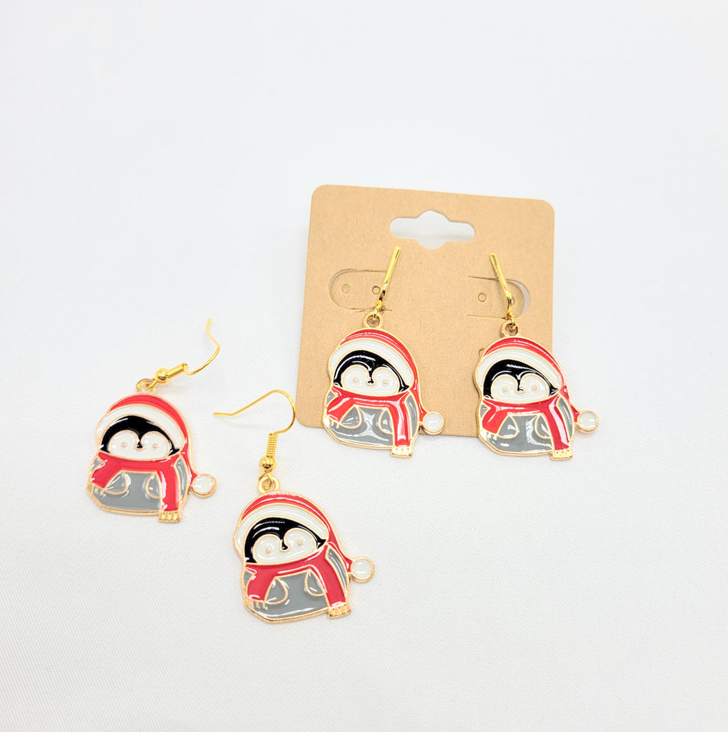 Enamel Winter Penguin Earrings