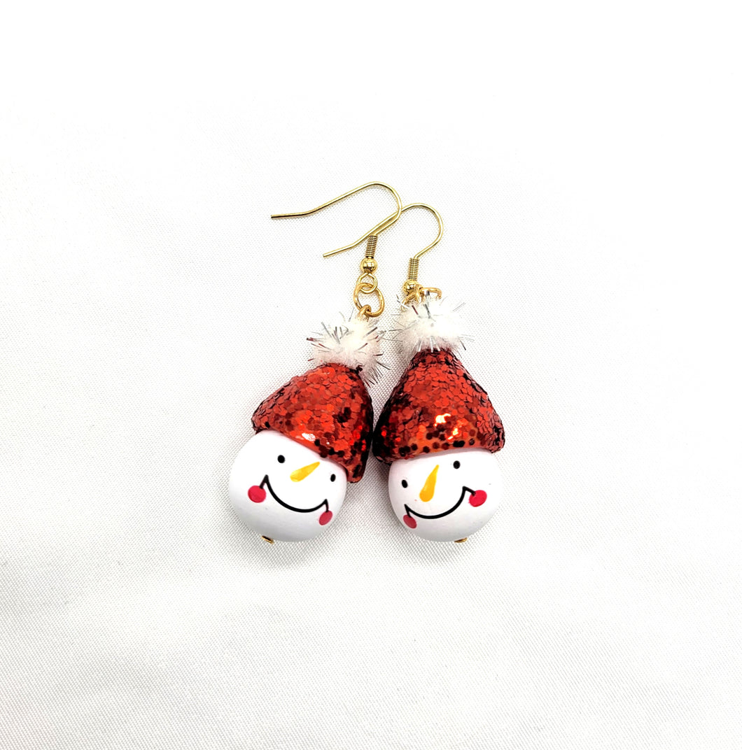 Snowman with Sparkly Hat Earrings