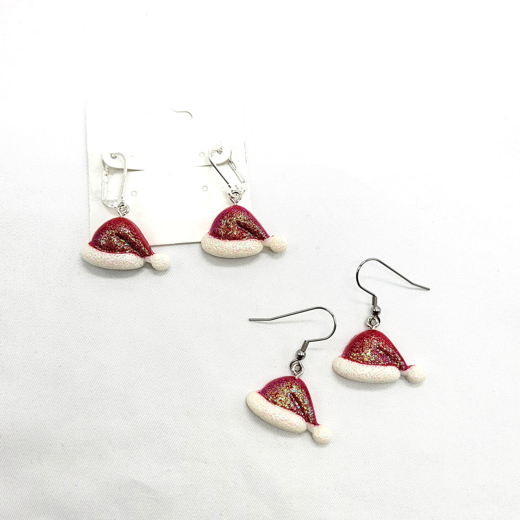 Resin Santa Hat Earrings