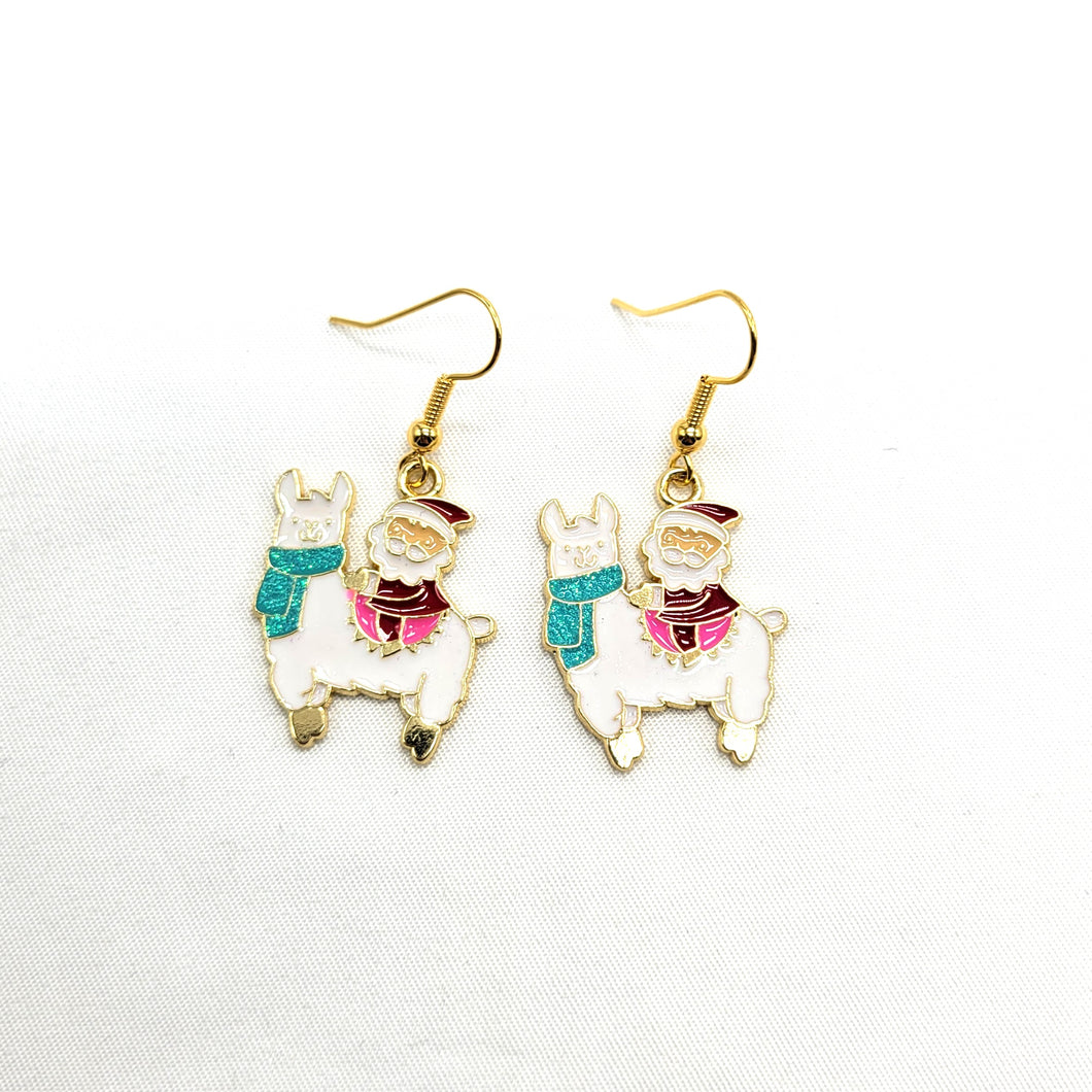 Santa Llama Earrings