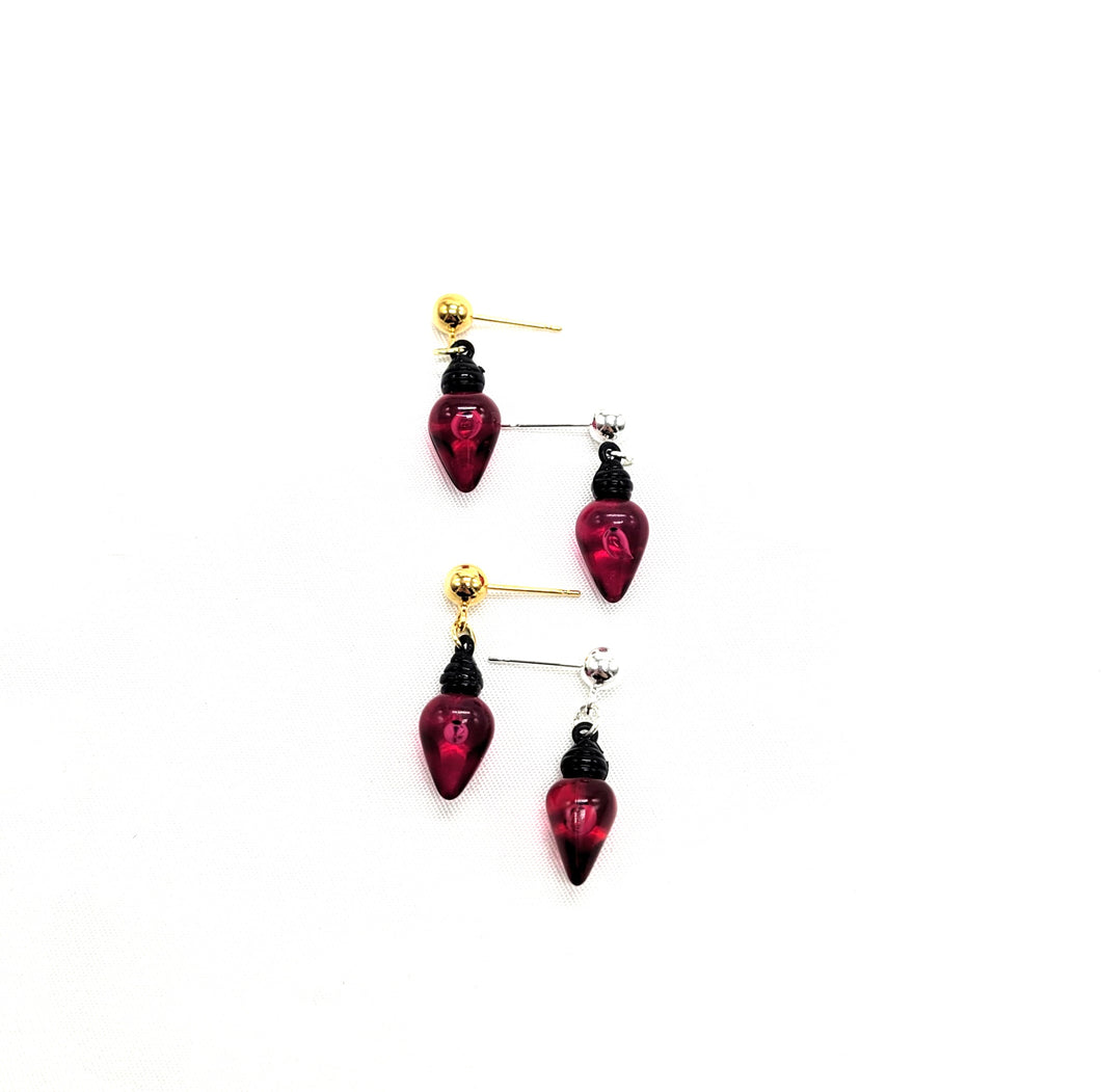 Red Christmas Lights Stud Earrings