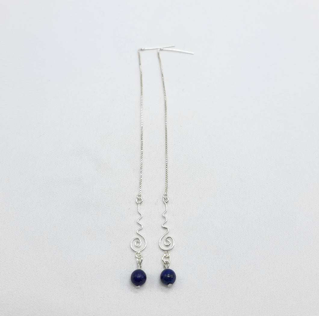 Lapis Lazuli Ear Thread Earrings
