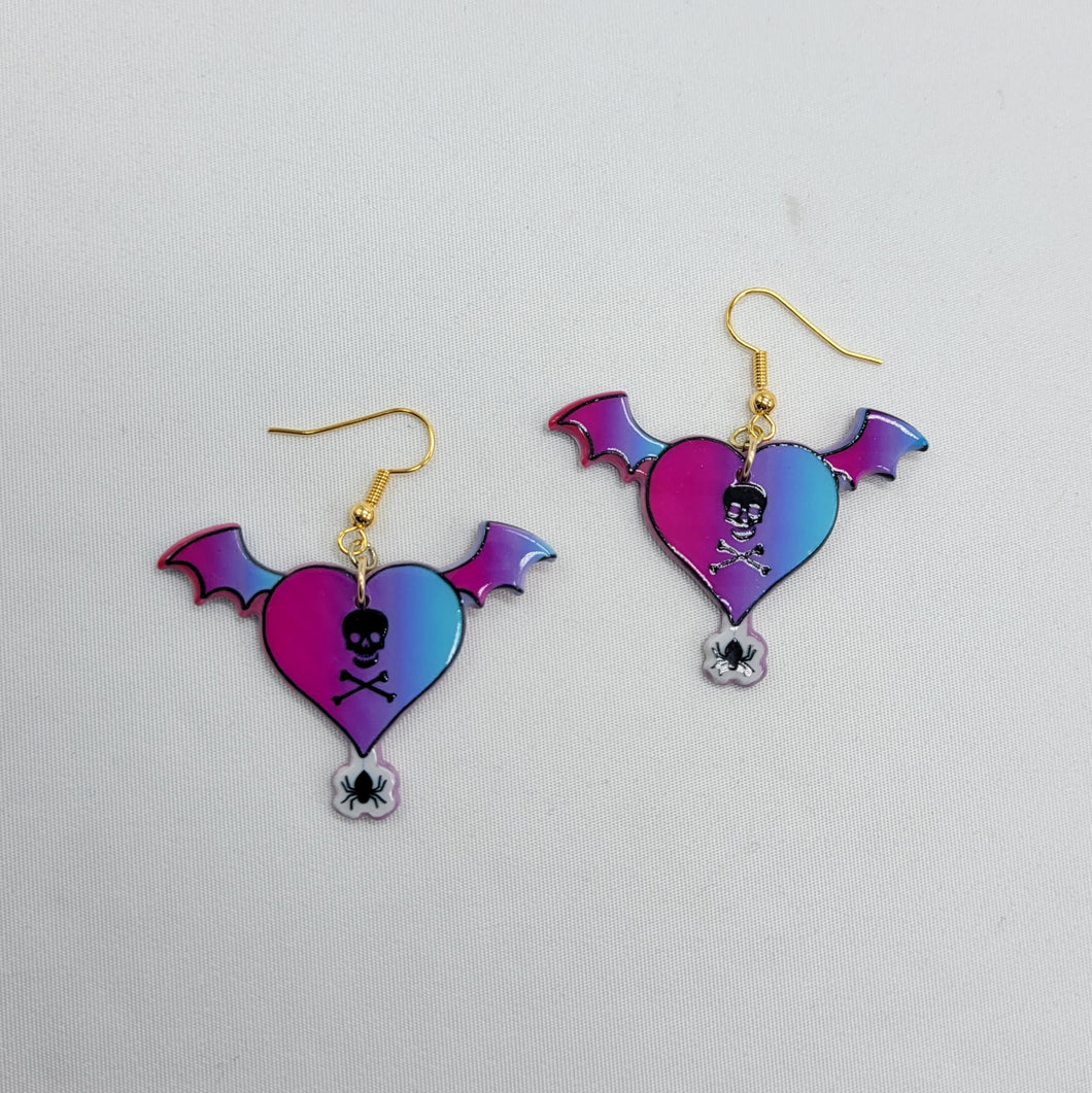 Bat Heart Earrings