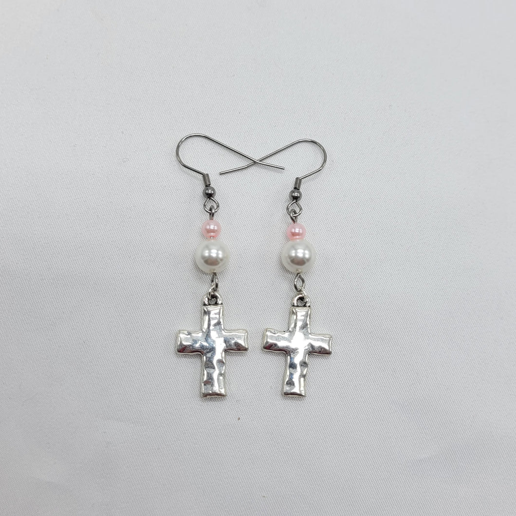 Hammered Cross Earrings