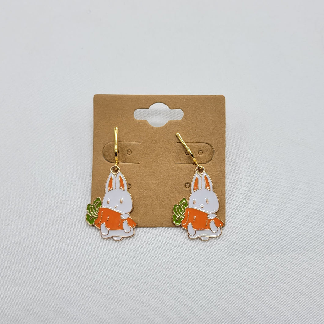 Bunny with Carrot Clip On Earrings