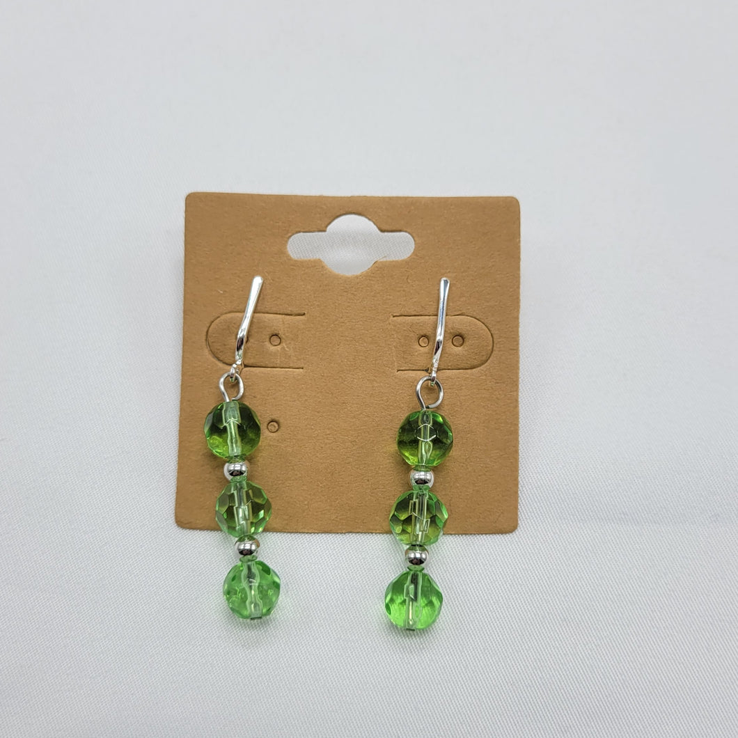 Green Bead Clip On Earrings