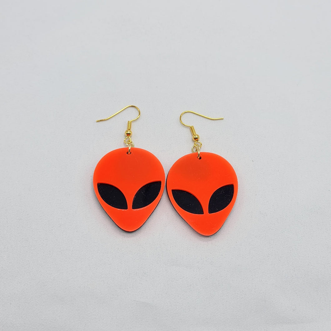 Orange Alien Earrings