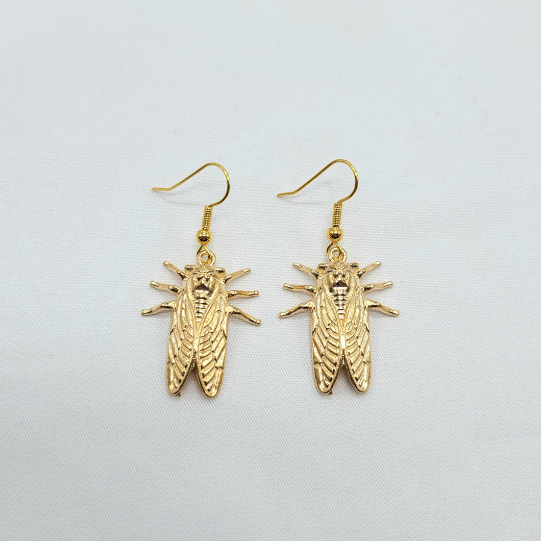 Gold Cicada Earrings
