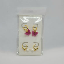 Load image into Gallery viewer, Butterfly and Pearl Huggie Earrings
