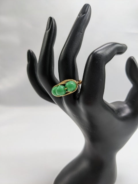 3 Green on Gold Ring