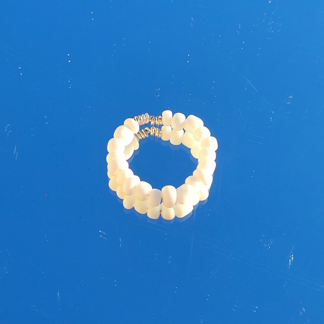 White Beaded Ring