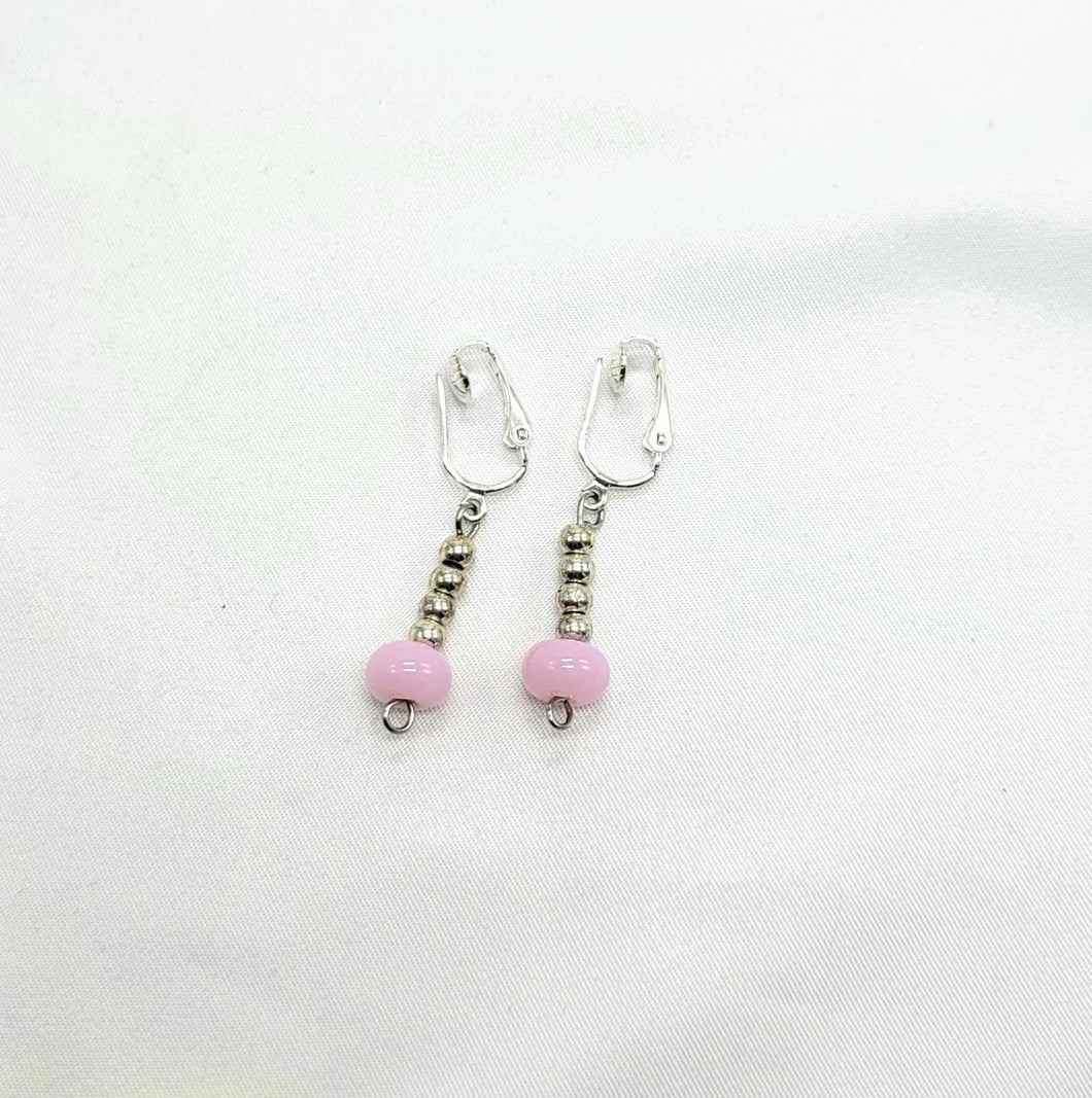 Pink Bead Clip-On Earrings