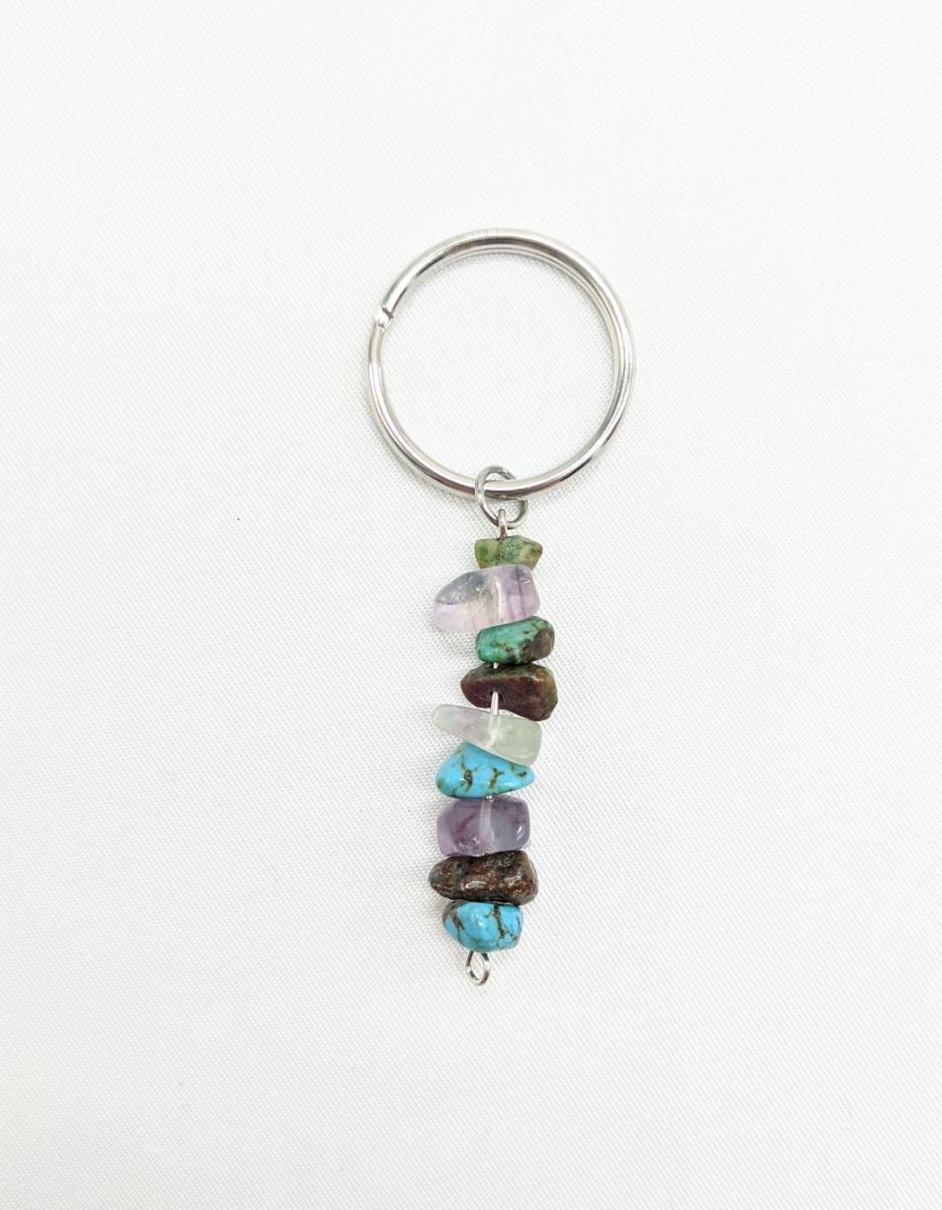 Turquoise and Crystal Key Chain