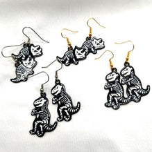 Load image into Gallery viewer, Halloween Enamel Dino Skeleton Earrings
