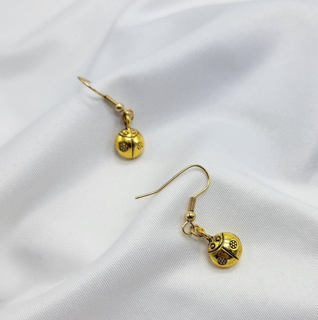 Golden Lady Bug Earrings