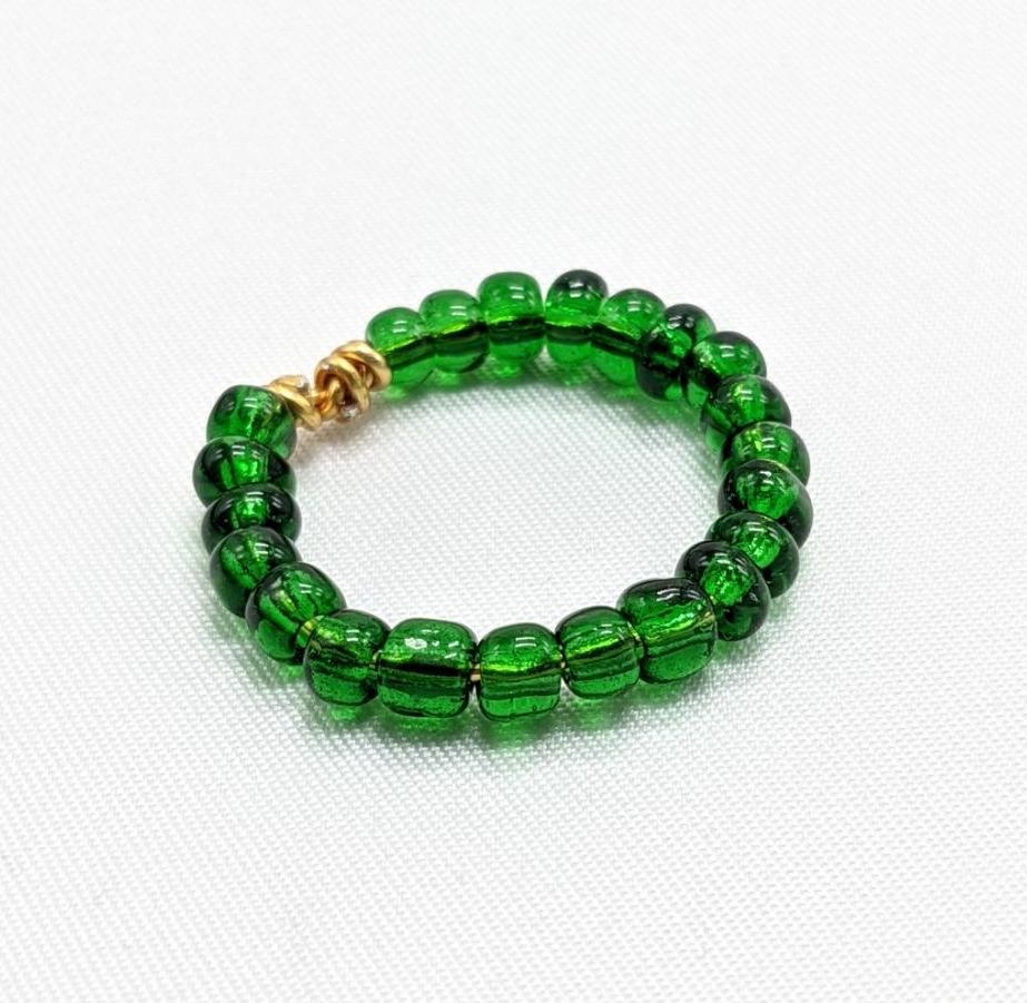 Green with Envy Seed Bead Ring
