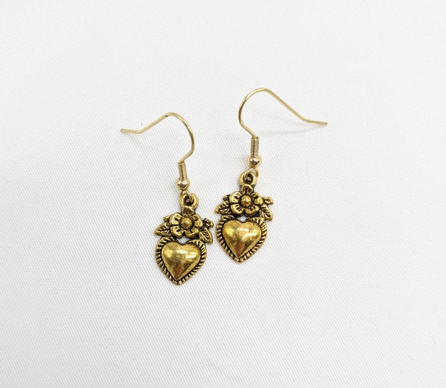Heart and Flower Earrings