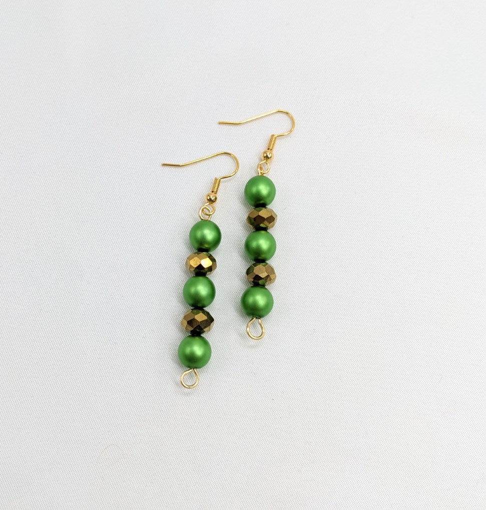 Green and Gold Earrings