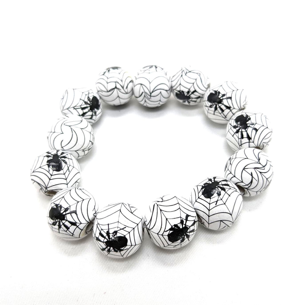 Spider Wood Bead Bracelet