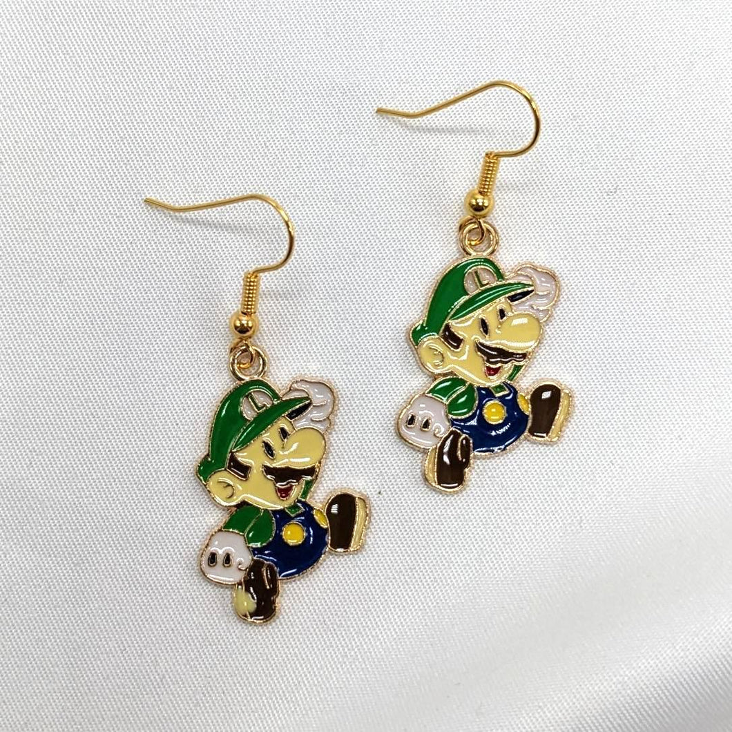 Green Video Game Plumber Earrings