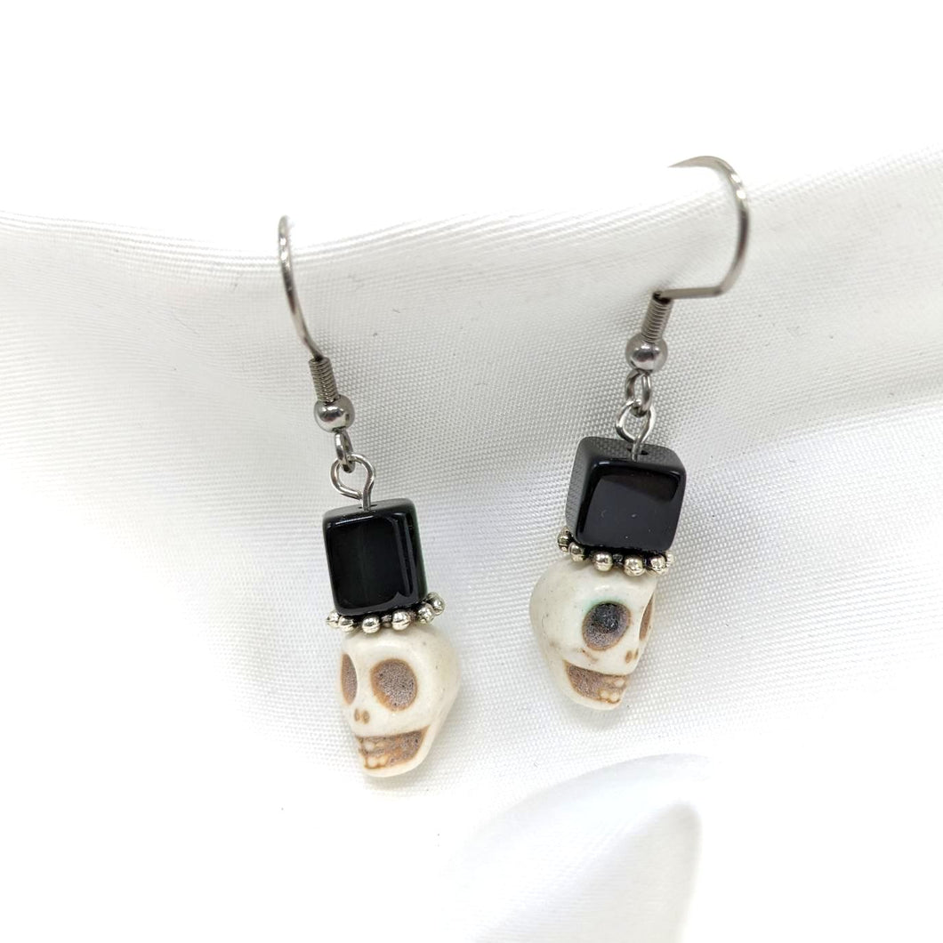 Top Hat Skull Earrings