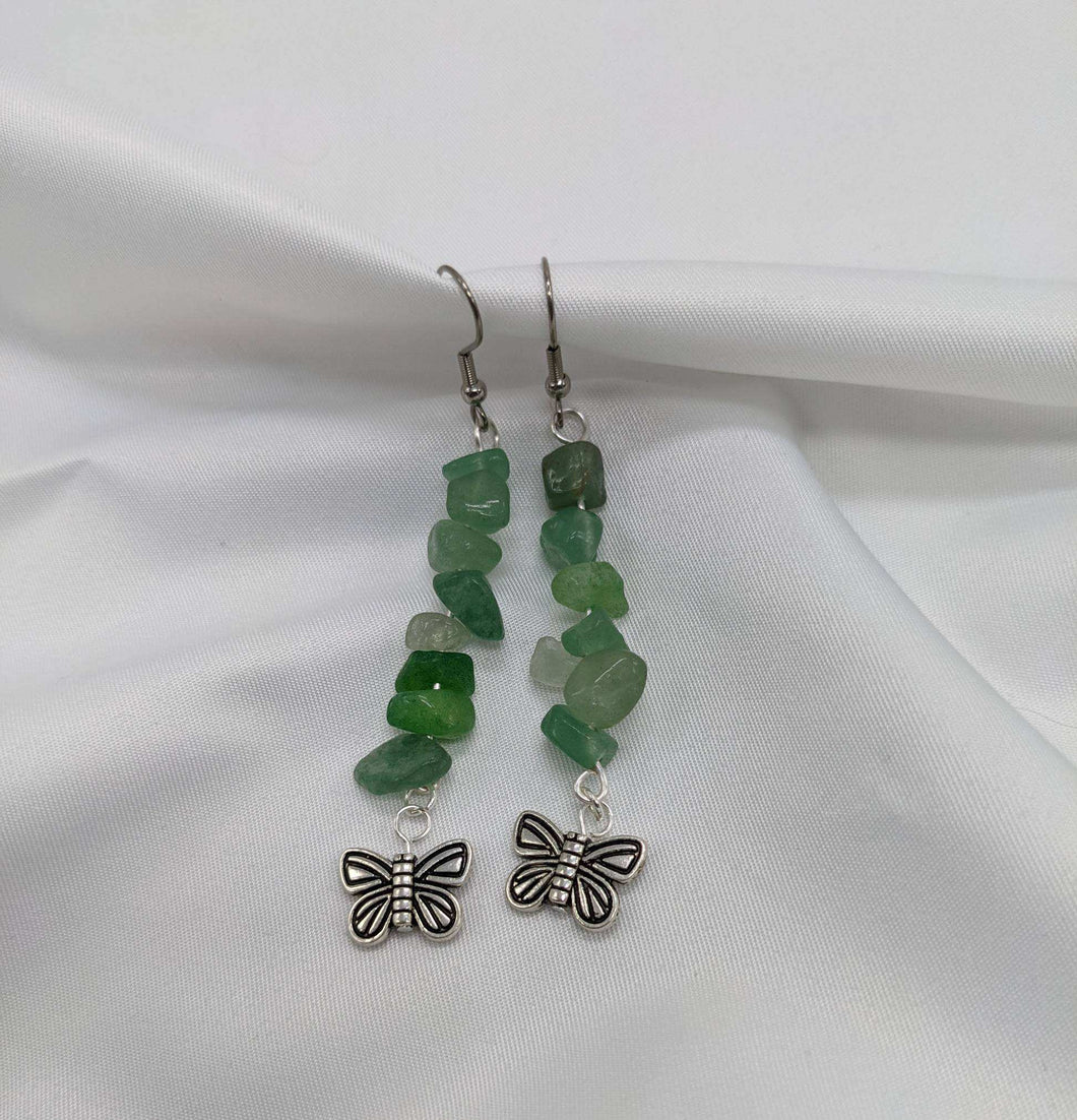 Green Aventurine and Butterfly Earrings