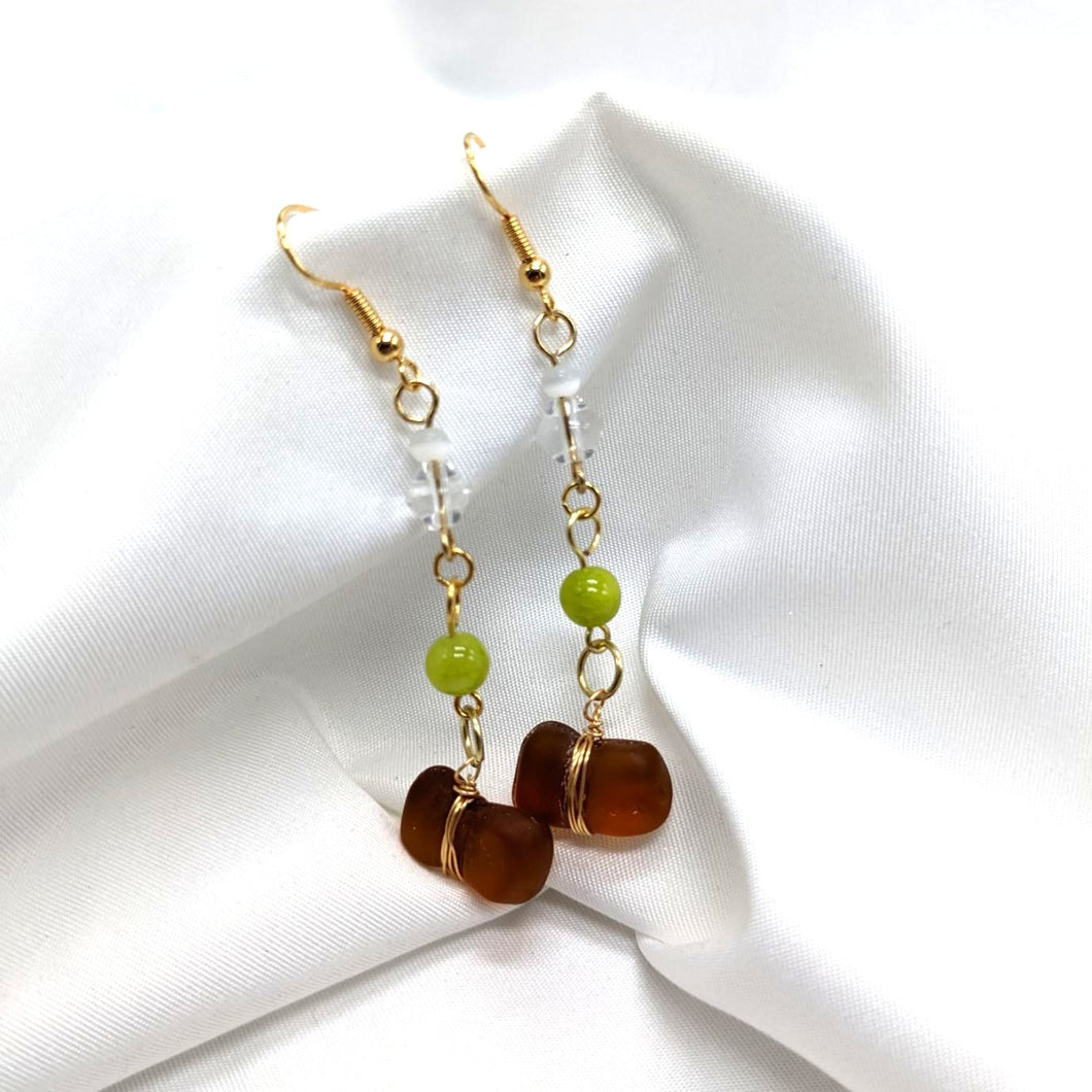 Sea Glass and Bead Earrings