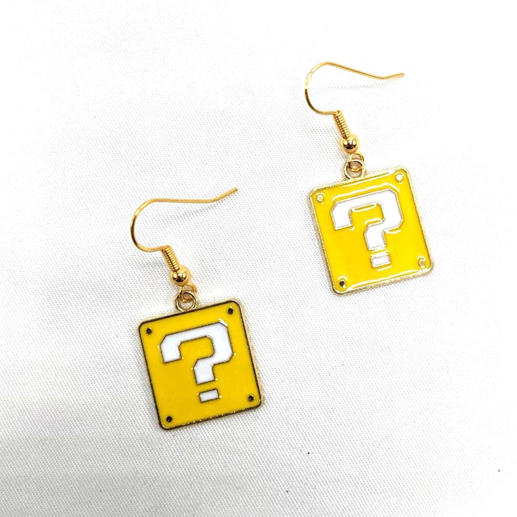 Yellow Question Box Earrings