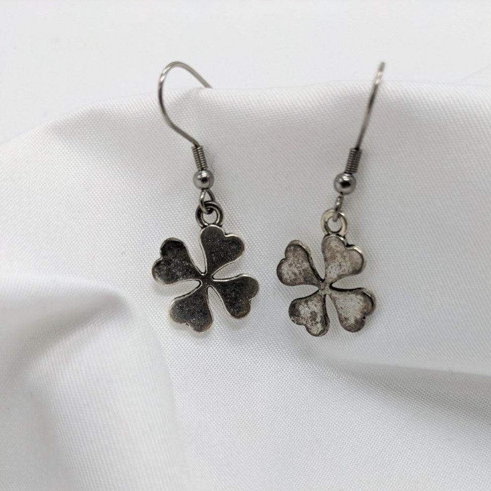 Silver 4 Leaf Clover Earrings