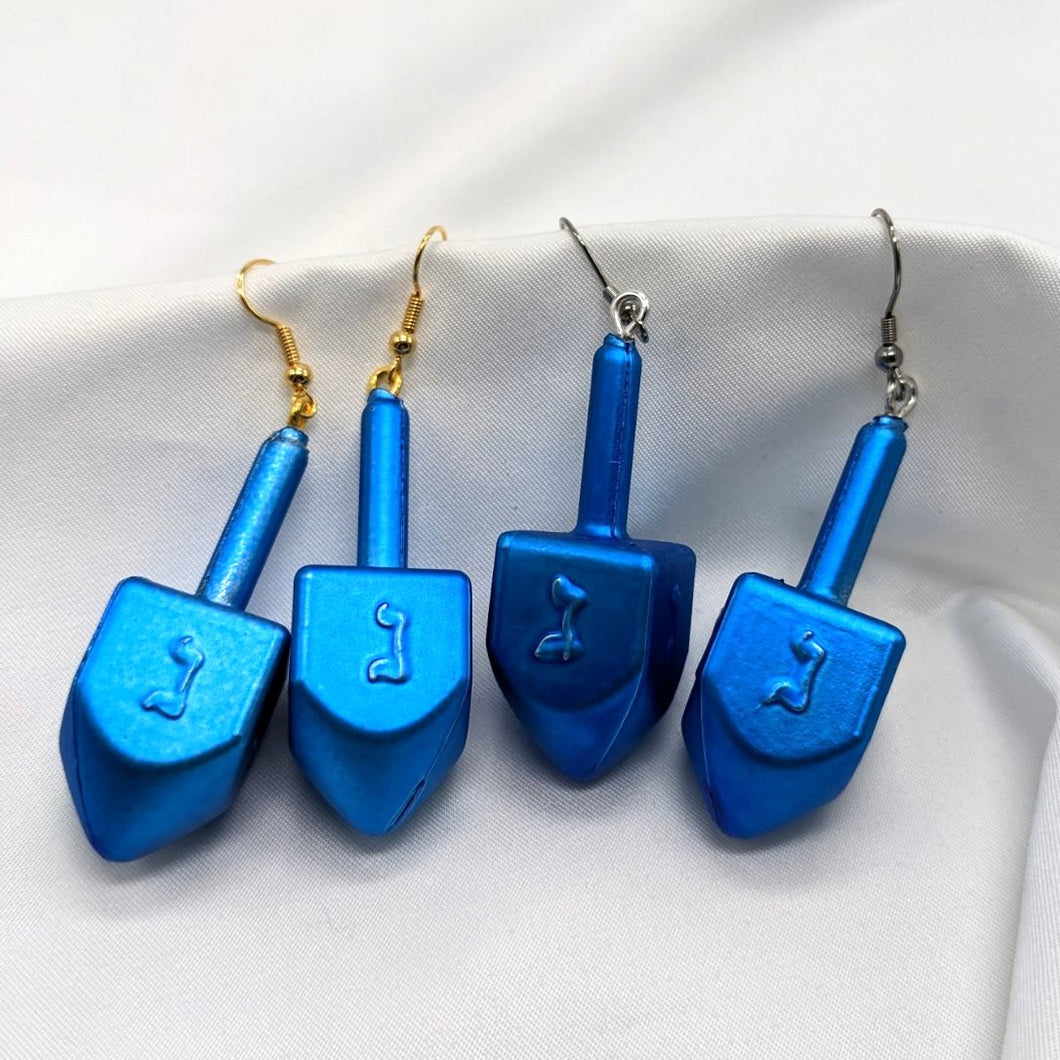 Blue Dreidel Earrings